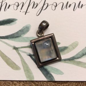 Sterling Silver Genuine Moonstone square pendant charm